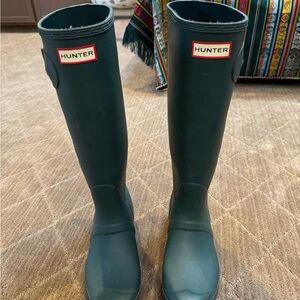 Hunter Dark Green Buckle Rain Boots